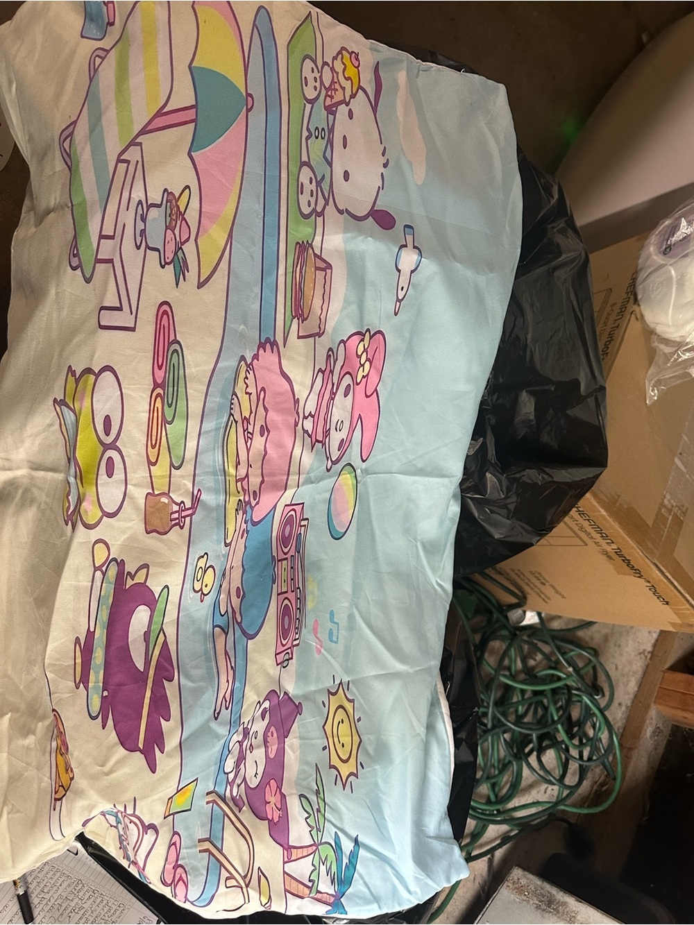 Hello Kitty Pastel Beach Print Pillowcase - Blue, Pink, Purple